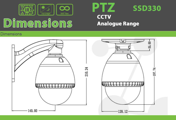 PTZ SSD330 CCTV Cameras Analogue Bullet Range Product